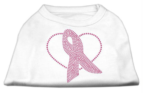 Pink Ribbon Rhinestone Shirts White M (12)