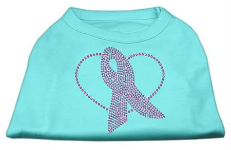 Pink Ribbon Rhinestone Shirts Aqua S (10)