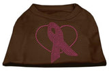 Pink Ribbon Rhinestone Shirts Brown XS (8)