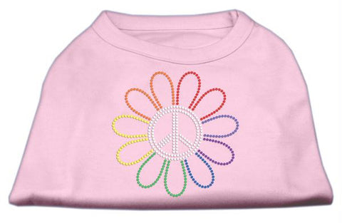 Rhinestone Rainbow Flower Peace Sign Shirts Light Pink L (14)