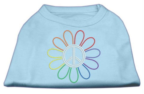 Rhinestone Rainbow Flower Peace Sign Shirts Baby Blue M (12)