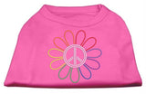 Rhinestone Rainbow Flower Peace Sign Shirts Bright Pink M (12)