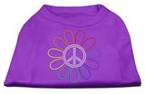 Rhinestone Rainbow Flower Peace Sign Shirts Purple S (10)