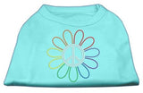 Rhinestone Rainbow Flower Peace Sign Shirts Aqua XS (8)