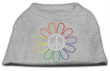 Rhinestone Rainbow Flower Peace Sign Shirts Grey XS (8)