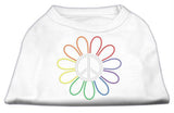 Rhinestone Rainbow Flower Peace Sign Shirts White XS (8)