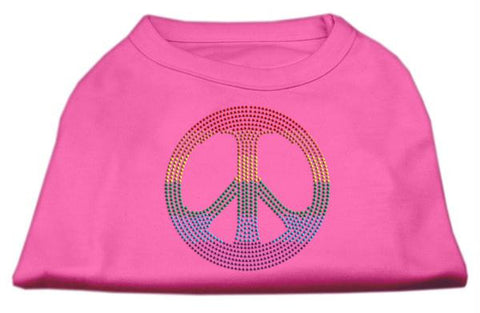 Rhinestone Rainbow Peace Sign Shirts Bright Pink L (14)