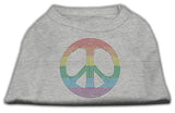 Rhinestone Rainbow Peace Sign Shirts Grey L (14)