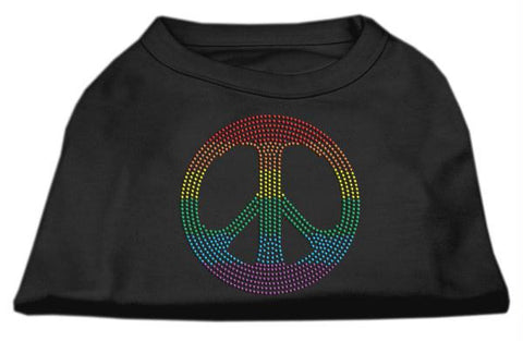 Rhinestone Rainbow Peace Sign Shirts Black XL (16)