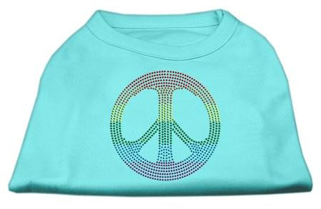 Rhinestone Rainbow Peace Sign Shirts Aqua XS (8)