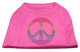 Rhinestone Rainbow Peace Sign Shirts Bright Pink XS (8)