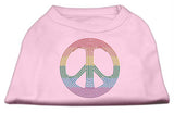 Rhinestone Rainbow Peace Sign Shirts Light Pink XS (8)