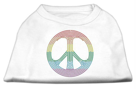 Rhinestone Rainbow Peace Sign Shirts White XS (8)