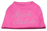 Rich Bitch Rhinestone Shirts Bright Pink XS (8)