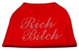 Rich Bitch Rhinestone Shirts Red XS (8)