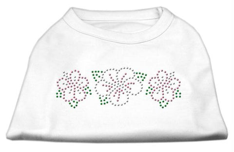 Tropical Flower Rhinestone Shirts White L (14)