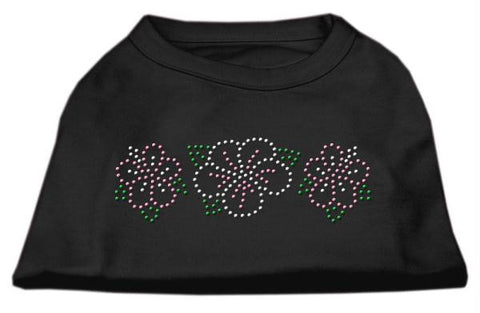 Tropical Flower Rhinestone Shirts Black S (10)