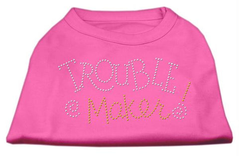 Trouble Maker Rhinestone Shirts Bright Pink L (14)