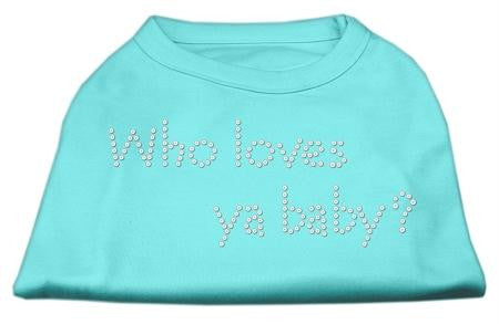 Who Loves Ya Baby? Rhinestone Shirts Aqua L (14)