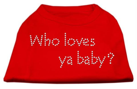 Who Loves Ya Baby? Rhinestone Shirts Red L (14)