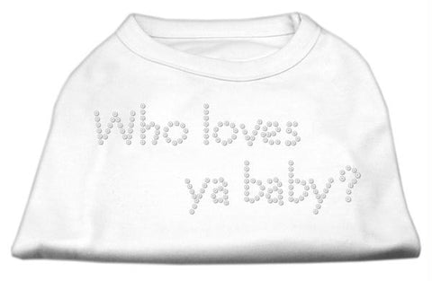 Who Loves Ya Baby? Rhinestone Shirts White L (14)