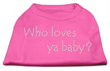 Who Loves Ya Baby? Rhinestone Shirts Bright Pink M (12)