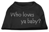 Who Loves Ya Baby? Rhinestone Shirts Black S (10)