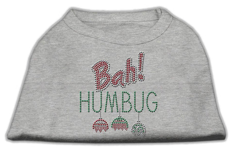 Bah Humbug Rhinestone Dog Shirt Grey XS (8)