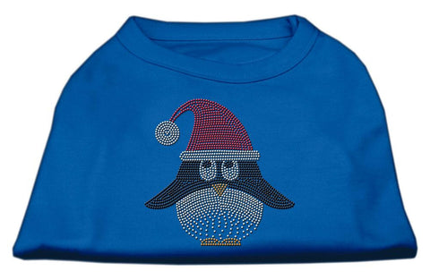 Santa Penguin Rhinestone Dog Shirt Blue Med (12)