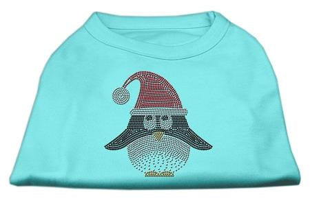 Santa Penguin Rhinestone Dog Shirt Aqua Sm (10)