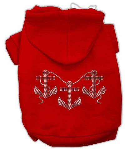 Rhinestone Anchors Hoodies Red L (14)