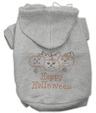 Happy Halloween Rhinestone Hoodies Grey XS (8)