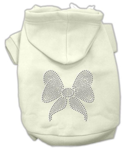 Rhinestone Bow Hoodies Cream XS (8)