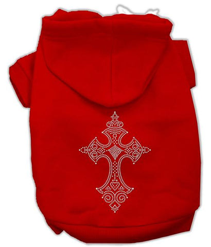 Rhinestone Cross Hoodies Red L (14)