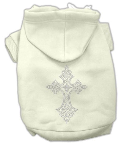 Rhinestone Cross Hoodies Cream M (12)