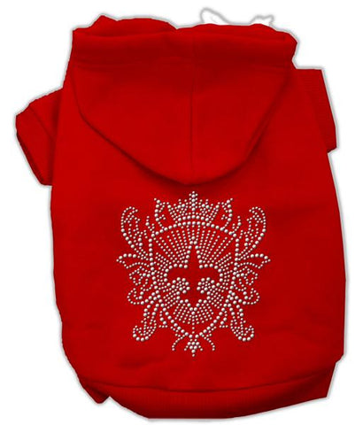 Rhinestone Fleur De Lis Shield Hoodies Red L (14)