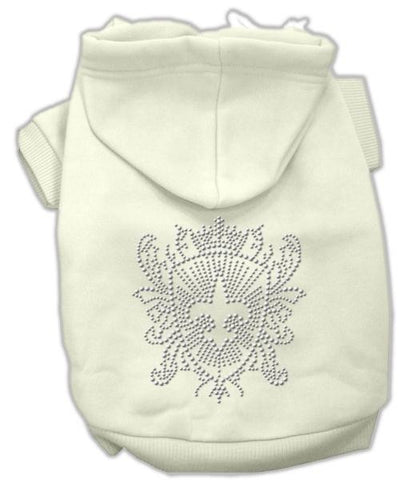 Rhinestone Fleur De Lis Shield Hoodies Cream XXL (18)