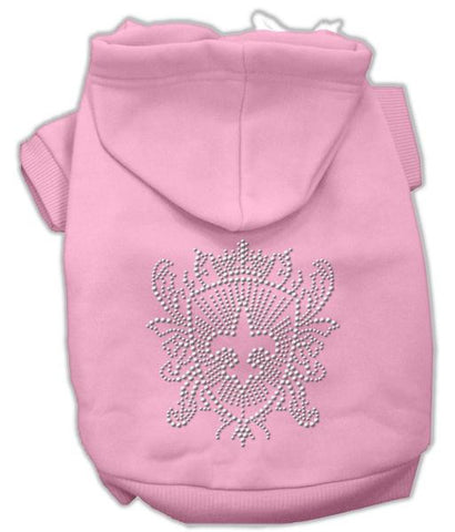 Rhinestone Fleur De Lis Shield Hoodies Pink XXL (18)