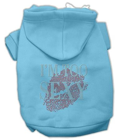 I'm Too Sexy Rhinestone Hoodies Baby Blue XS (8)