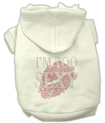 I'm Too Sexy Rhinestone Hoodies Cream XS (8)