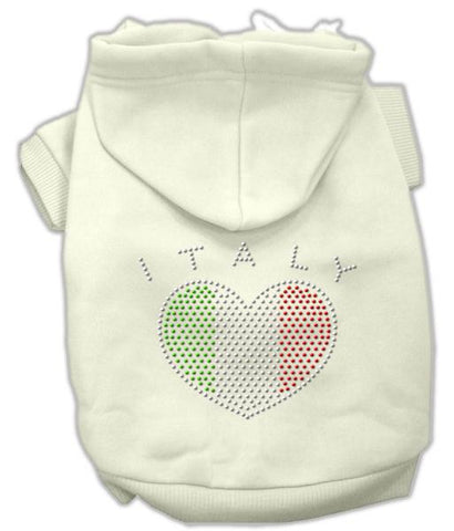 Italian Rhinestone Hoodies Cream S (10)