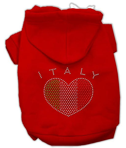 Italian Rhinestone Hoodies Red S (10)