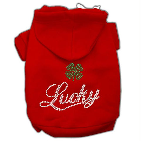 Lucky Rhinestone Hoodies Red L (14)