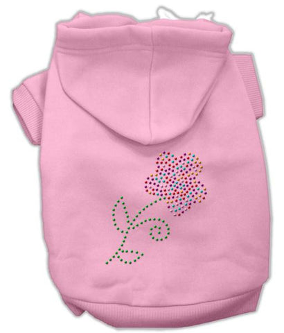 Multi-Colored Flower Rhinestone Hoodie Pink S (10)