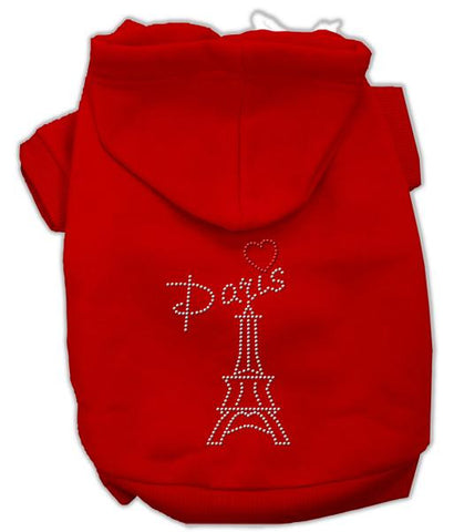 Paris Rhinestone Hoodies Red M (12)