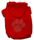 Clear Rhinestone Paw Hoodies Red XS (8)