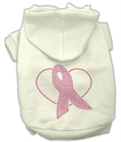 Pink Ribbon Rhinestone Hoodies Cream L (14)