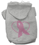 Pink Ribbon Rhinestone Hoodies Grey XXXL(20)