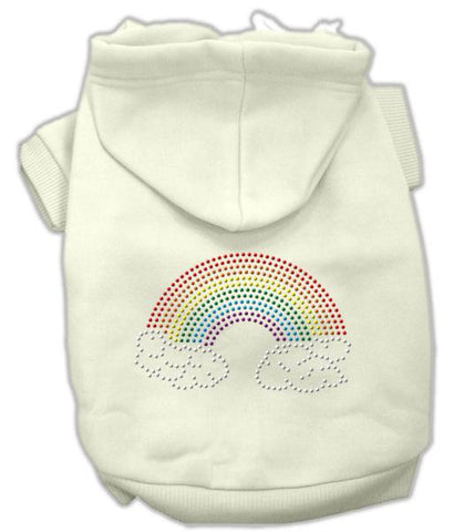 Rhinestone Rainbow Hoodies Cream S (10)