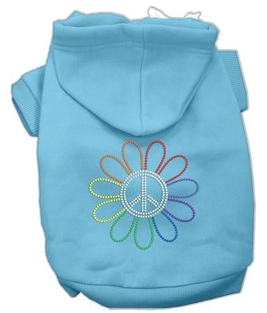 Rhinestone Rainbow Flower Peace Sign Hoodie Baby Blue L (14)